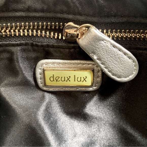 Deux Lux Silver Tone Faux Leather Paris Themed Large Wristlet Wallet Clutch - Picture 5 of 16